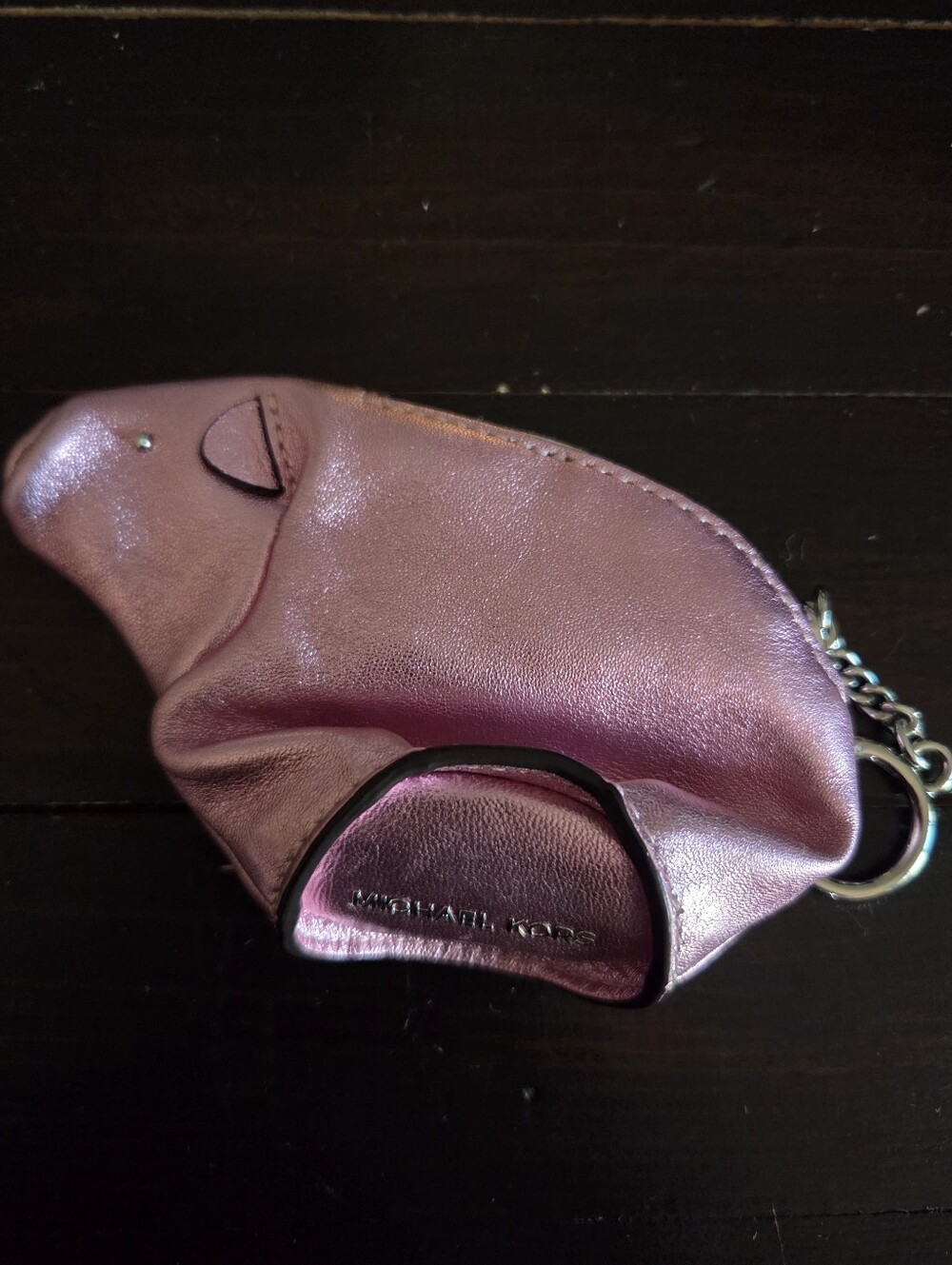 Michael Kors Metallic Pink Leather Pig Coin Pouch / Bag Charm - Great Condition